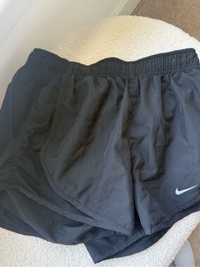 Nike Women’s Black Athletic Running Shorts with White Swoosh